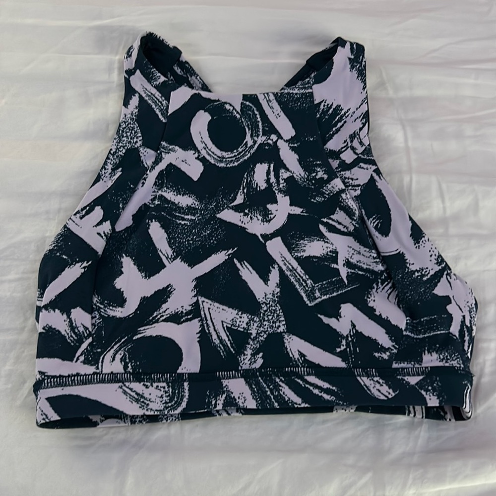 lulu lemon free to be serene high neck graffiti sports bra